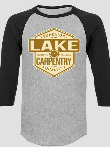 Carpentry Sports Grey/Black Adult Raglan 3/4 Sleeve T-Shirt