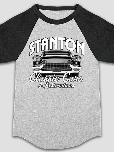 Classic Cars Sports Grey/Black Kid's Raglan T-Shirt