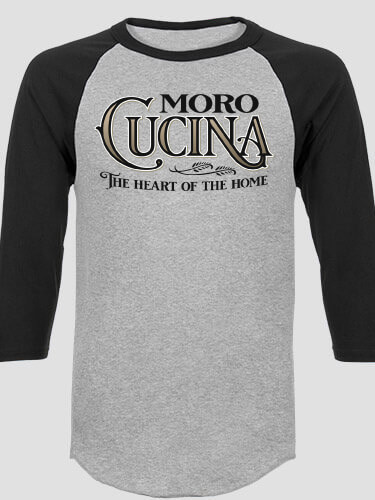 Cucina Sports Grey/Black Adult Raglan 3/4 Sleeve T-Shirt