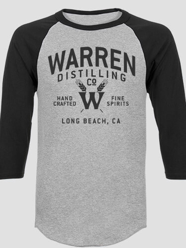 Distilling Company Sports Grey/Black Adult Raglan 3/4 Sleeve T-Shirt