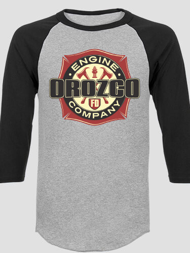 Engine Company Sports Grey/Black Adult Raglan 3/4 Sleeve T-Shirt