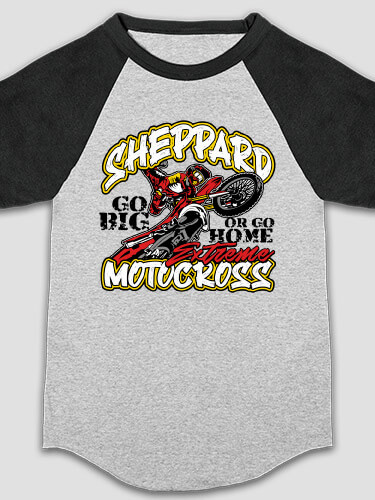 Extreme Motocross Sports Grey/Black Kid's Raglan T-Shirt