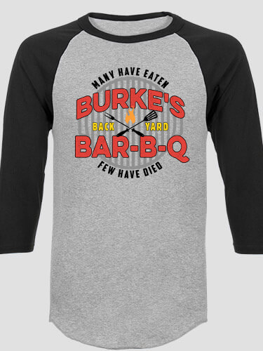 Few Have Died BBQ Sports Grey/Black Adult Raglan 3/4 Sleeve T-Shirt