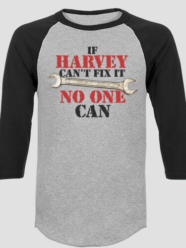 Fix It Sports Grey/Black Adult Raglan 3/4 Sleeve T-Shirt