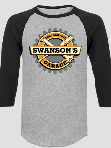 Garage Sports Grey/Black Adult Raglan 3/4 Sleeve T-Shirt