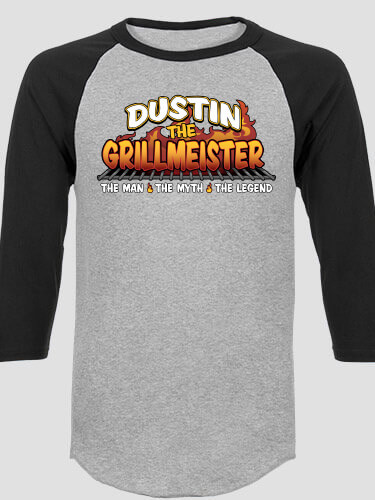 Grillmeister Sports Grey/Black Adult Raglan 3/4 Sleeve T-Shirt
