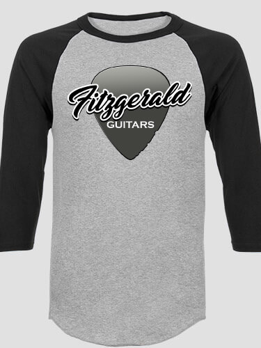 Guitars Sports Grey/Black Adult Raglan 3/4 Sleeve T-Shirt