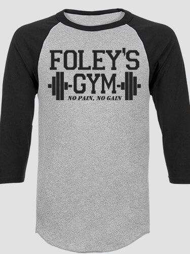 Gym Sports Grey/Black Adult Raglan 3/4 Sleeve T-Shirt