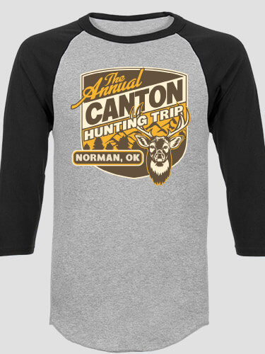 Hunting Trip Sports Grey/Black Adult Raglan 3/4 Sleeve T-Shirt