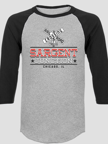 Junction Sports Grey/Black Adult Raglan 3/4 Sleeve T-Shirt