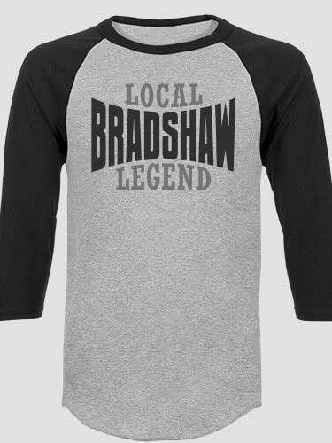 Local Legend Sports Grey/Black Adult Raglan 3/4 Sleeve T-Shirt
