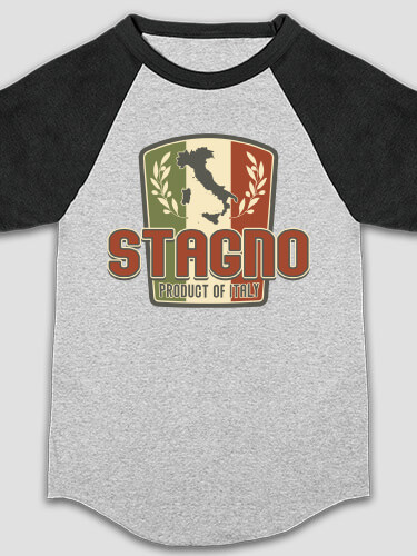 Product Of Italy Sports Grey/Black Kid's Raglan T-Shirt