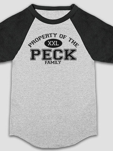 Property of Family Sports Grey/Black Kid's Raglan T-Shirt