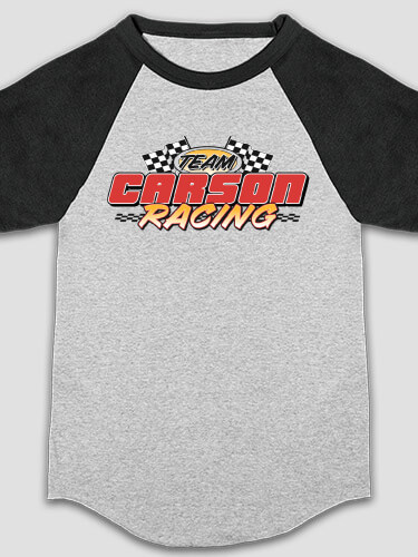 Racing Team Sports Grey/Black Kid's Raglan T-Shirt