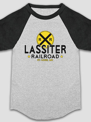 Railroad Sports Grey/Black Kid's Raglan T-Shirt