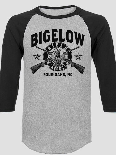 Rifle Association Sports Grey/Black Adult Raglan 3/4 Sleeve T-Shirt