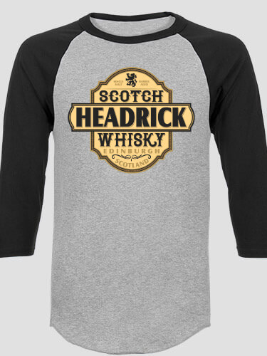 Scotch Whisky Sports Grey/Black Adult Raglan 3/4 Sleeve T-Shirt