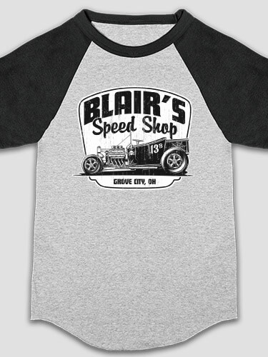Speed Shop Sports Grey/Black Kid's Raglan T-Shirt
