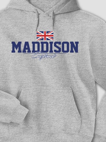 British Flag Sports Grey Adult Hooded Sweatshirt