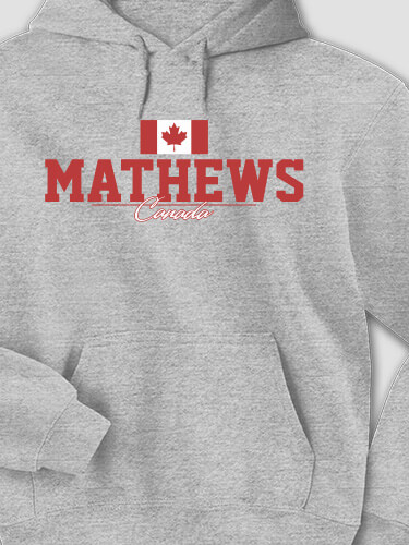 Canadian Flag Sports Grey Adult Hooded Sweatshirt