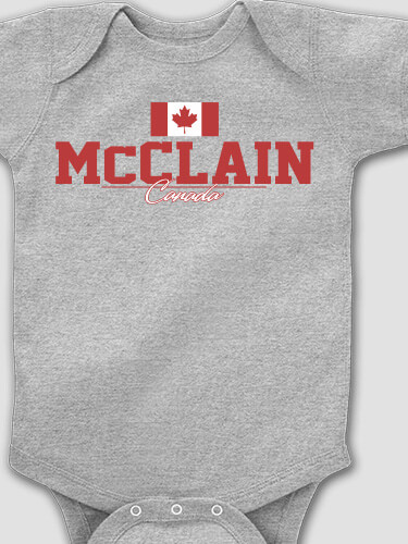 Canadian Flag Sports Grey Baby Bodysuit