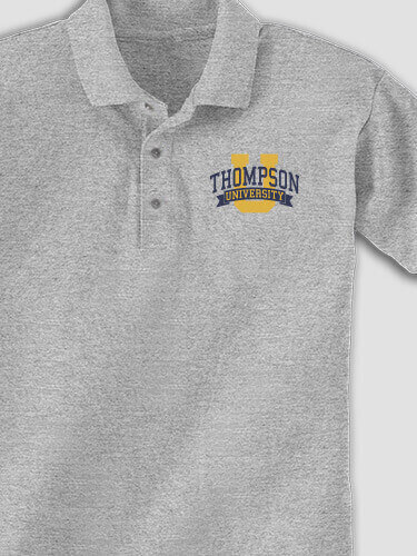 Classic University Sports Grey Embroidered Polo Shirt