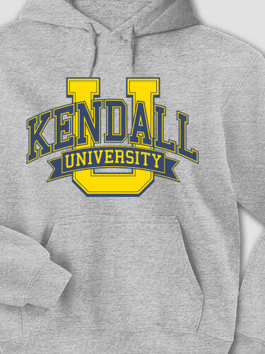 Classic University Sports Grey Adult Hooded Sweatshirt