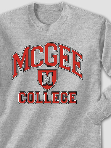 College Sports Grey Adult Long Sleeve
