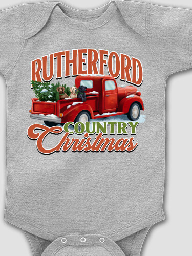 Country Christmas Sports Grey Baby Bodysuit