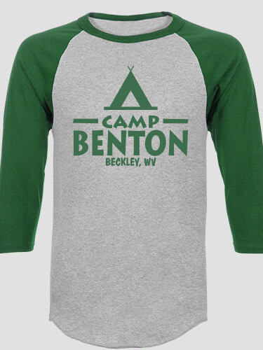 Camp Sports Grey/Dark Green Adult Raglan 3/4 Sleeve T-Shirt