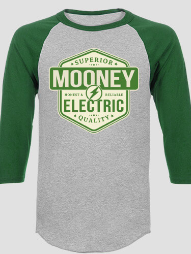 Electric Sports Grey/Dark Green Adult Raglan 3/4 Sleeve T-Shirt