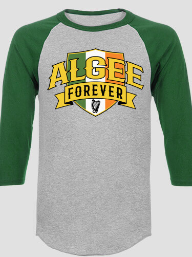 Forever Sports Grey/Dark Green Adult Raglan 3/4 Sleeve T-Shirt