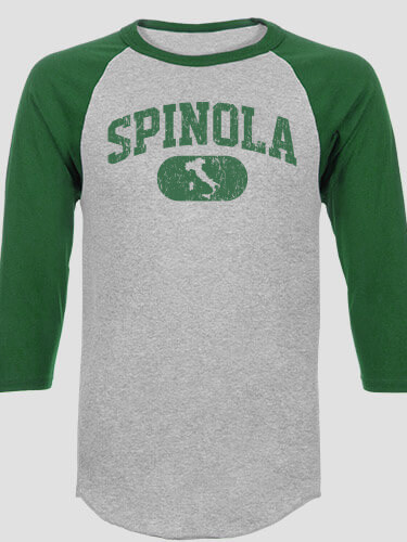 Italian Varsity Sports Grey/Dark Green Adult Raglan 3/4 Sleeve T-Shirt