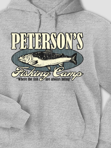 Fishing Camp Sports Grey Adult Hooded Sweatshirt