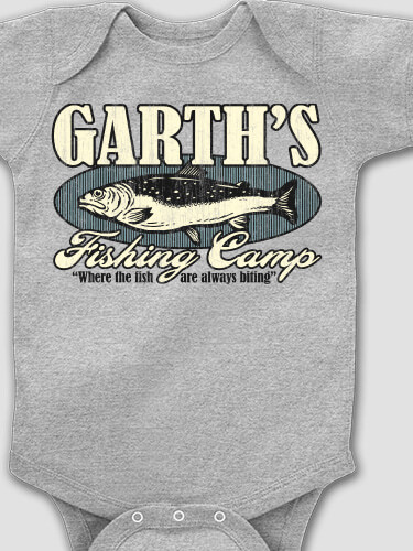 Fishing Camp Sports Grey Baby Bodysuit