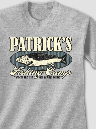Fishing Camp Sports Grey Adult T-Shirt