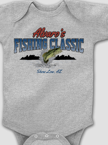 Fishing Classic Sports Grey Baby Bodysuit