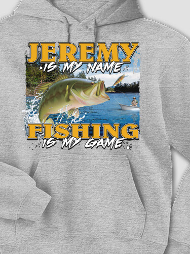 Fishing is my Game Sports Grey Adult Hooded Sweatshirt