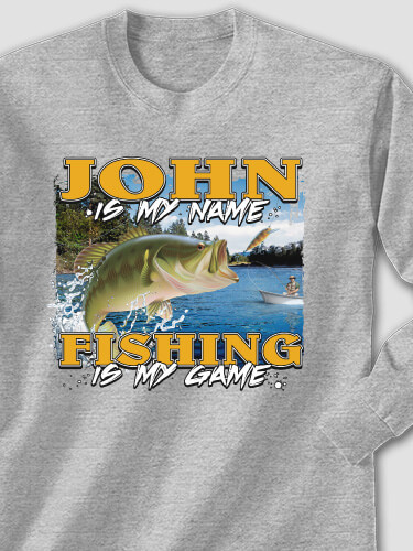 Fishing is my Game Sports Grey Adult Long Sleeve