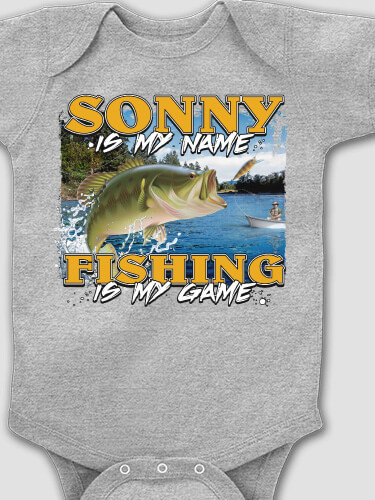 Fishing is my Game Sports Grey Baby Bodysuit