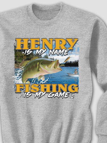 Fishing is my Game Sports Grey Adult Sweatshirt