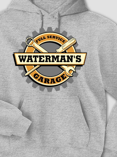 Garage Sports Grey Adult Hooded Sweatshirt