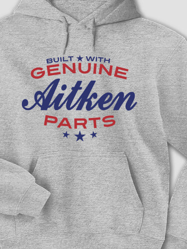 Genuine Parts Sports Grey Adult Hooded Sweatshirt