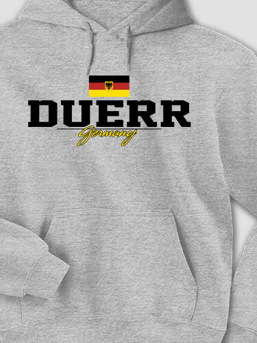 German Flag Sports Grey Adult Hooded Sweatshirt