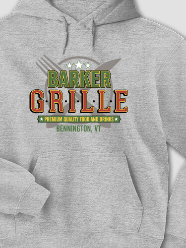 Grille Sports Grey Adult Hooded Sweatshirt