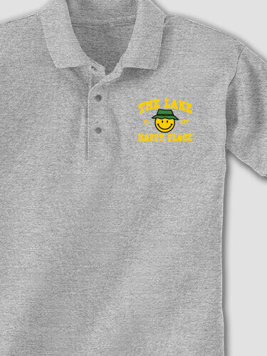 Happy Place Sports Grey Embroidered Polo Shirt