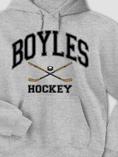 Hockey Sports Grey Adult Hooded Sweatshirt