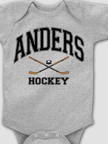 Hockey Sports Grey Baby Bodysuit