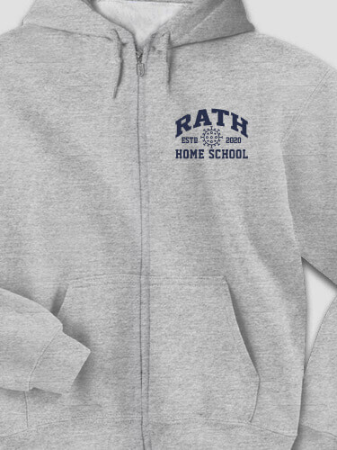 Homeschool 2020 Sports Grey Embroidered Zippered Hooded Sweatshirt