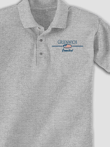 Hometown Flag Sports Grey Embroidered Polo Shirt